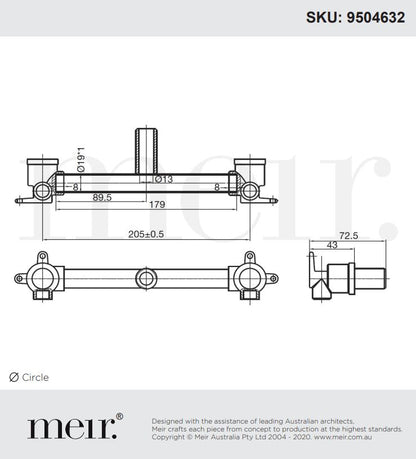 Meir Ardent Sink Breech Bottom End Basin In-Wall Assembly 200mm or 300mm