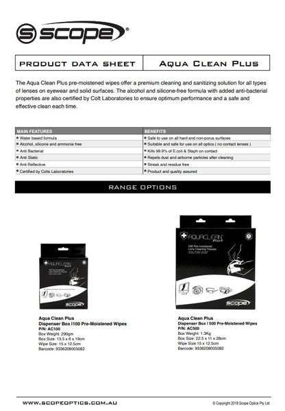Scope Aqua Clean Plus - Bottles, Wipes and Cleaning Stations