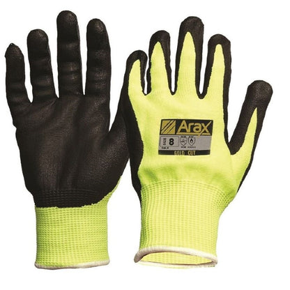 Pro Choice Arax Gold, Nitrile Sand Dip On Hi Vis Yellow Liner - 1, 6 or 12 Pairs in 6 Size Options