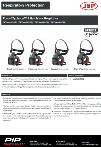 JSP Force Typhoon 10 Full Face Respirator - 4 sizes