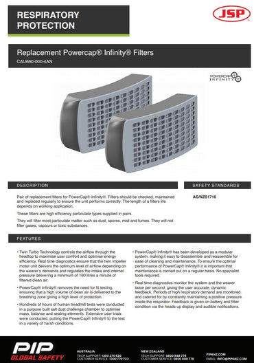 JSP Replacement Powercap Infinity Filters - one pair