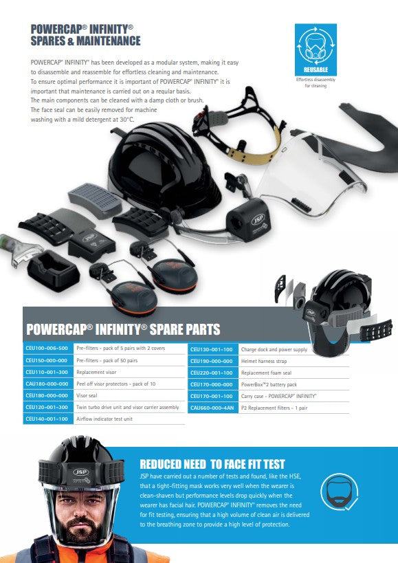JSP Powercap Infinity PAPR Respirator Helmet with Advanced Respiratory Protection