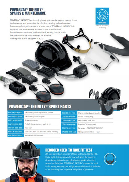 JSP Powercap Infinity PAPR Respirator Helmet with Advanced Respiratory Protection