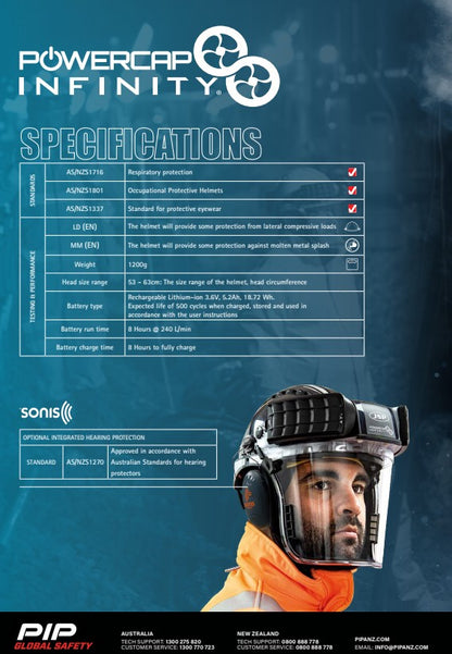 JSP Powercap Infinity PAPR Respirator Helmet with Advanced Respiratory Protection