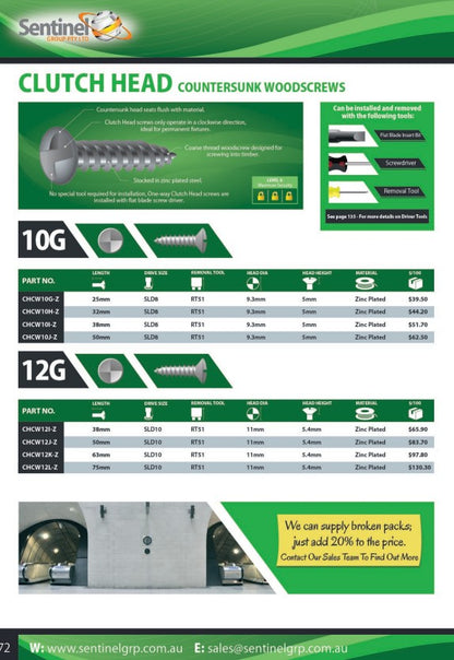 Clutch Head Removal Tool - 3 Tool Sizes to suit Various Screw Sizes