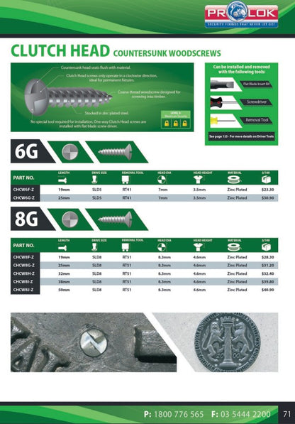 Clutch Head Removal Tool - 3 Tool Sizes to suit Various Screw Sizes