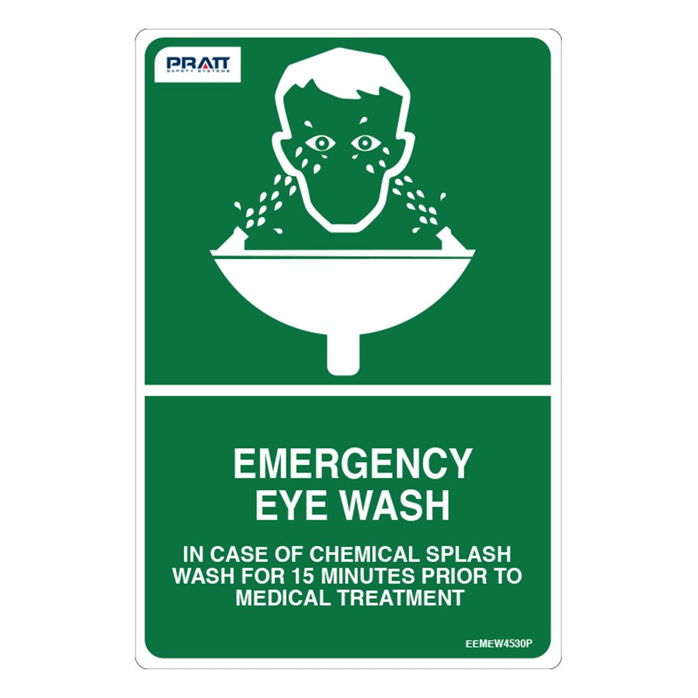 Pratt Emergency Shower & Eyewash Signs and Optional Wall Mounting Brackets