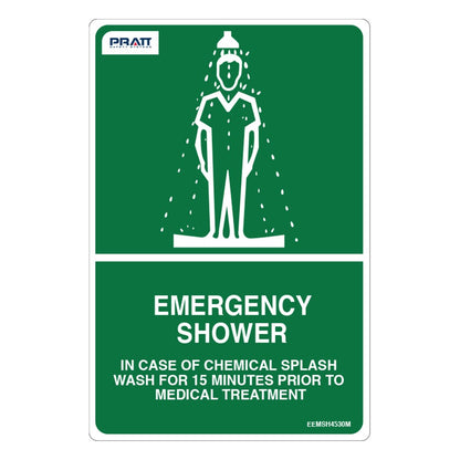 Pratt Emergency Shower & Eyewash Signs and Optional Wall Mounting Brackets