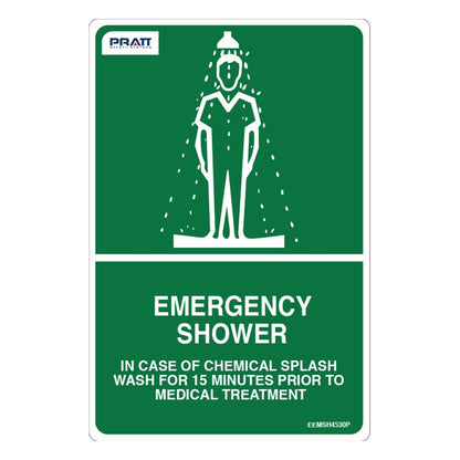 Pratt Emergency Shower & Eyewash Signs and Optional Wall Mounting Brackets