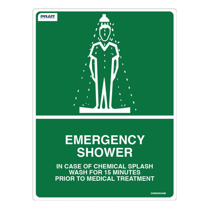 Pratt Emergency Shower & Eyewash Signs and Optional Wall Mounting Brackets