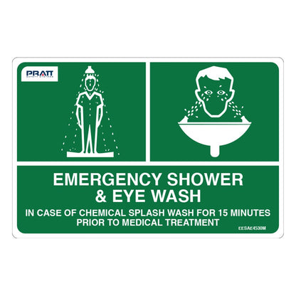 Pratt Emergency Shower & Eyewash Signs and Optional Wall Mounting Brackets