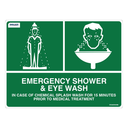 Pratt Emergency Shower & Eyewash Signs and Optional Wall Mounting Brackets