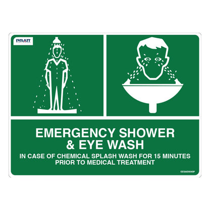 Pratt Emergency Shower & Eyewash Signs and Optional Wall Mounting Brackets