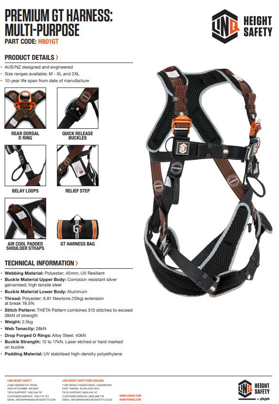 Linq Premium GT Harness - Rope Access, Multi-Purpose, Riggers or Tower Harnesses