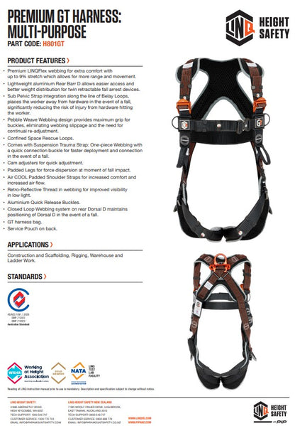 Linq Premium GT Harness - Rope Access, Multi-Purpose, Riggers or Tower Harnesses