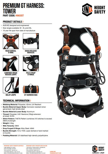 Linq Premium GT Harness - Rope Access, Multi-Purpose, Riggers or Tower Harnesses