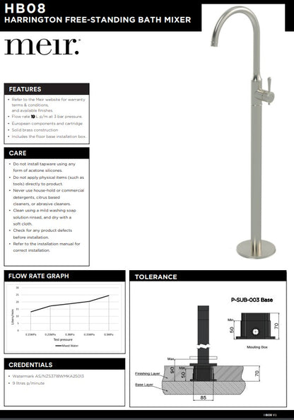 Meir Harrington Brushed Nickel Freestanding Bath Filler