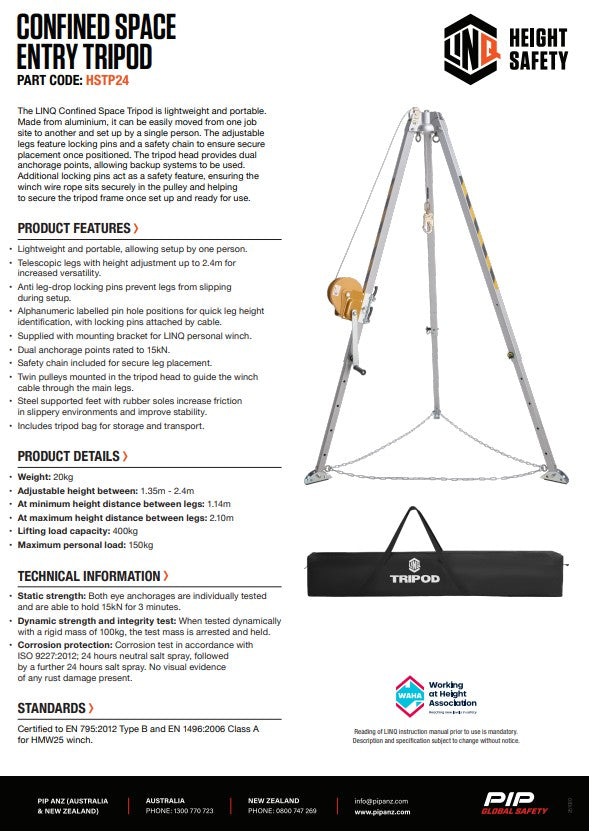Linq Confined Space Entry Tripod 2.4m