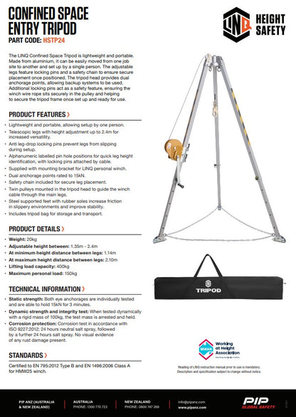 Linq Confined Space Entry Tripod 2.4m