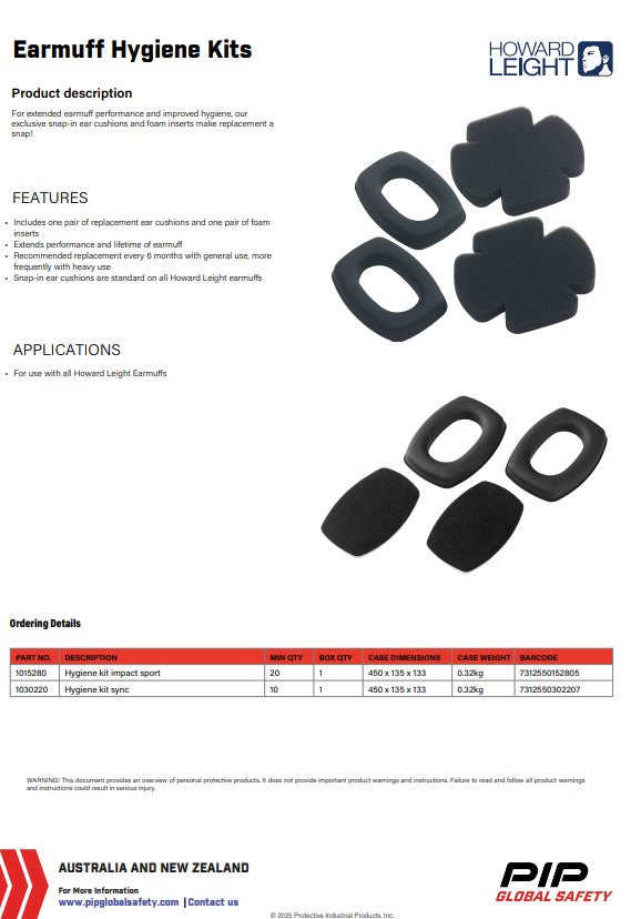 Howard Leight Sync Earmuffs 5 Designs + optional Hygiene Kit
