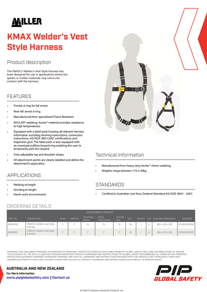 Miller KMax Welders Harnesses