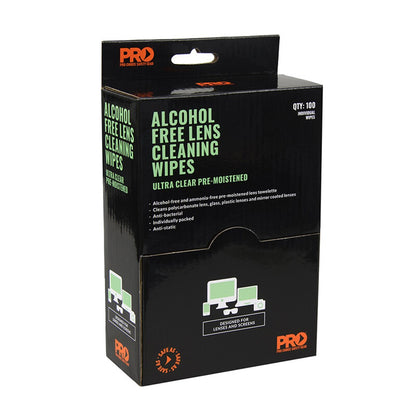 Pro Choice Lens Cleaning Wipes - Anti-Fog or Alcohol Free Box of 100
