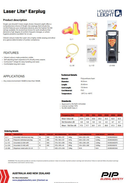 Howard Leight Disposable Earplugs Corded/Uncorded