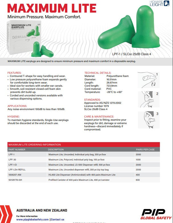 Howard Leight Disposable Earplugs Corded/Uncorded