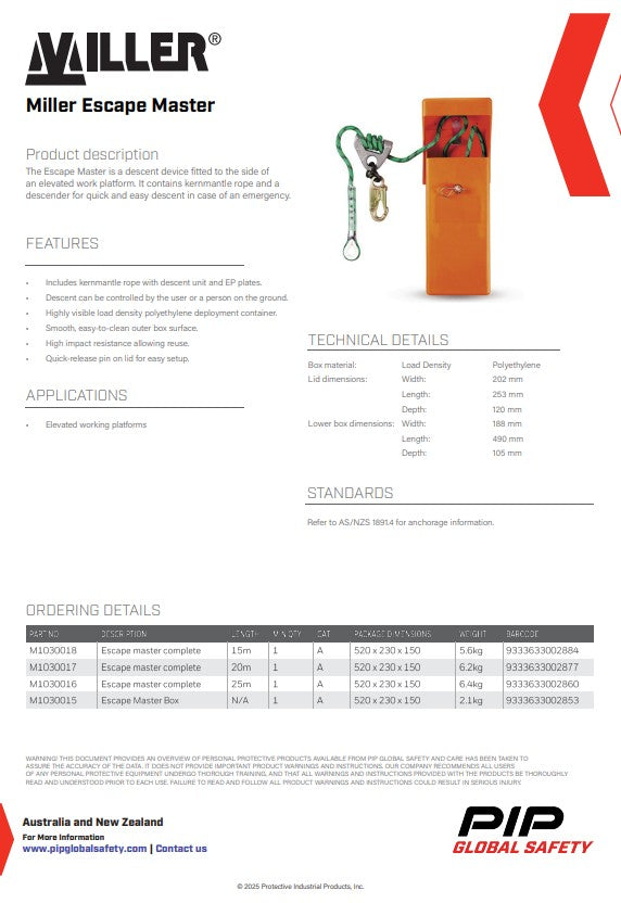 Miller SafEscape Rescue Systems and Accessories