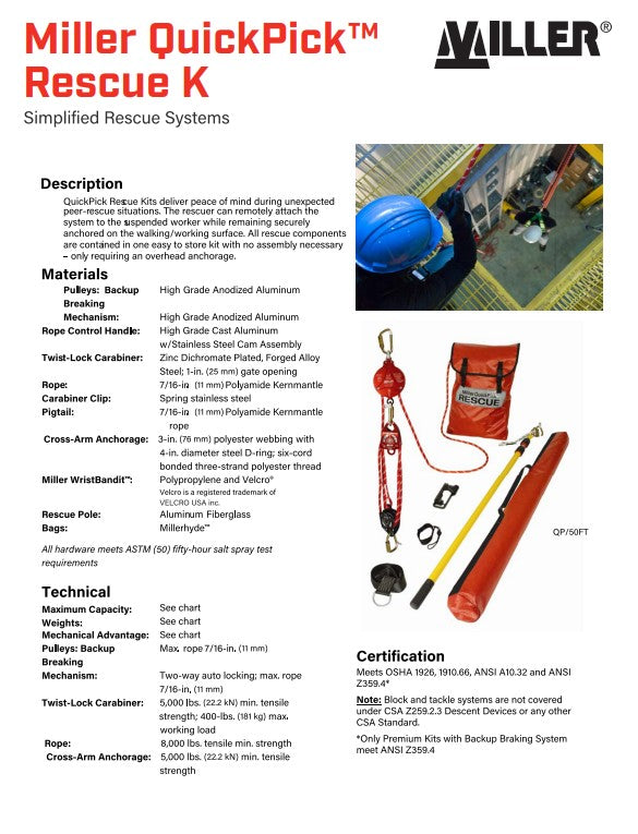 Miller SafEscape Rescue Systems and Accessories