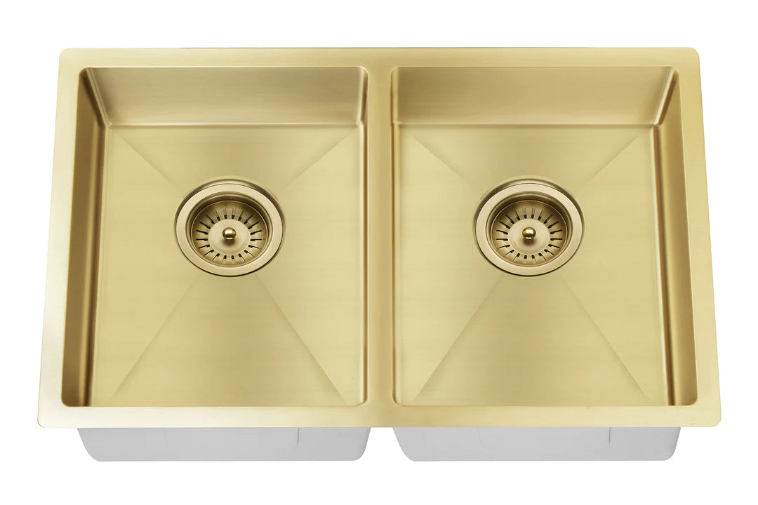 Meir Lavello Kitchen Sink - Double Bowl 760 x 440mm - 3 Colour Finishes