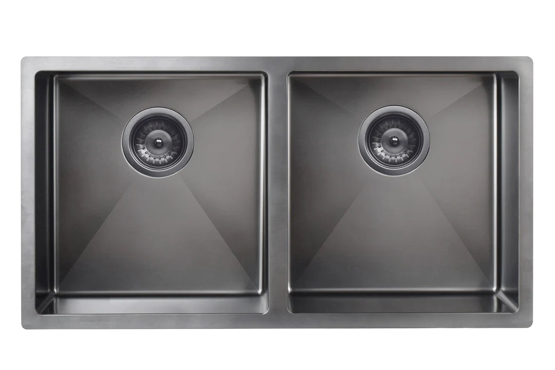 Meir Lavello Double Bowl Kitchen Sink - 860 x 440mm - 3 Colours Finishes