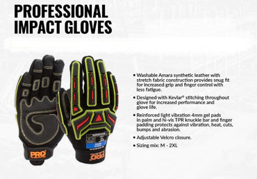 MaxiTek Professional Impact Gloves - 1 Pair in 4 Size Options
