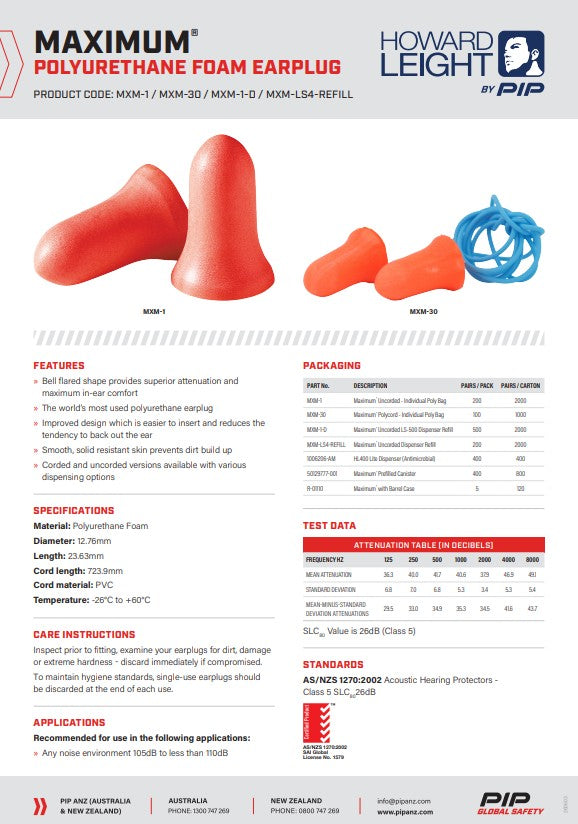 Howard Leight Disposable Earplugs Corded/Uncorded