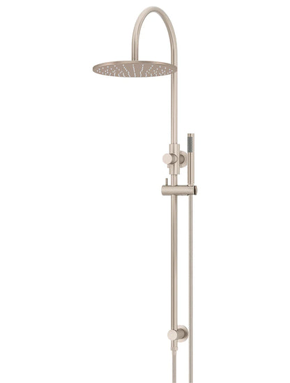 Meir Round GooseNeck Shower Set 300mm Rose + Single Function Hand Shower