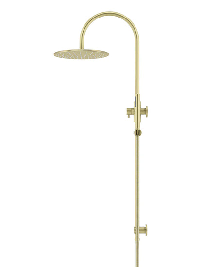 Meir Round GooseNeck Shower Set 300mm Rose + Single Function Hand Shower