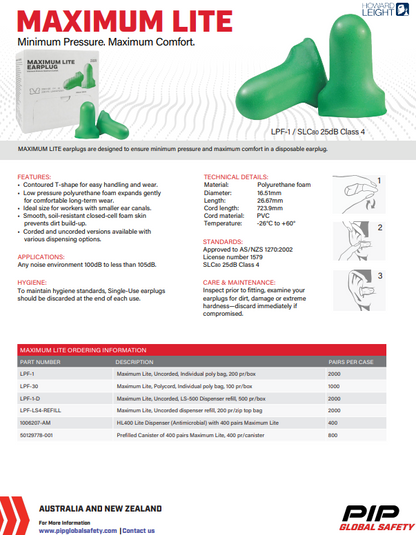 Howard Leight Uncorded Earplug Dispenser Refills