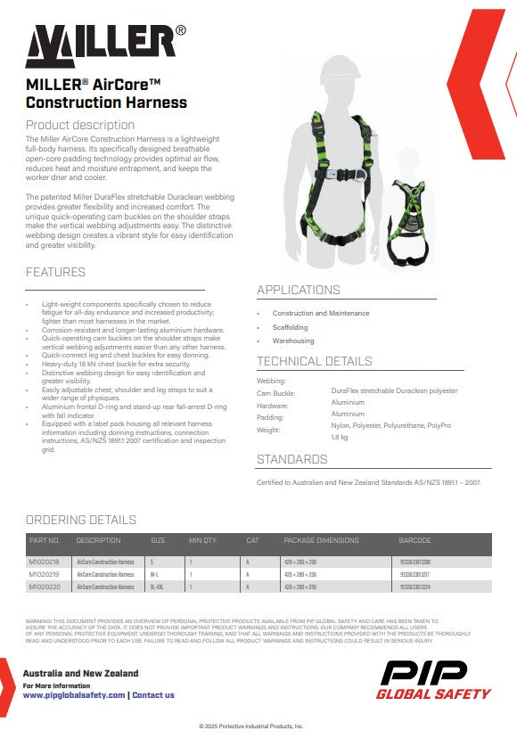Miller AirCore CONSTRUCTION Harnesses