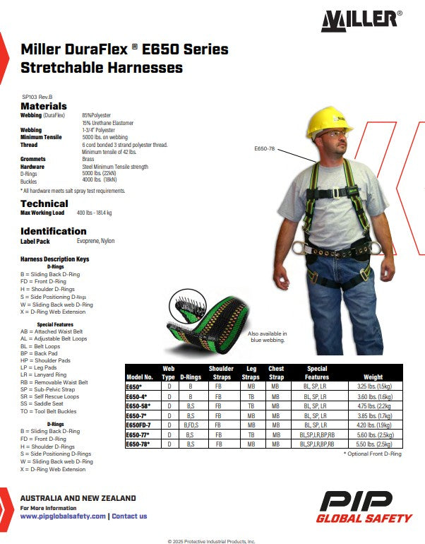 Miller DuraFlex E650 Stretchable Harnesses