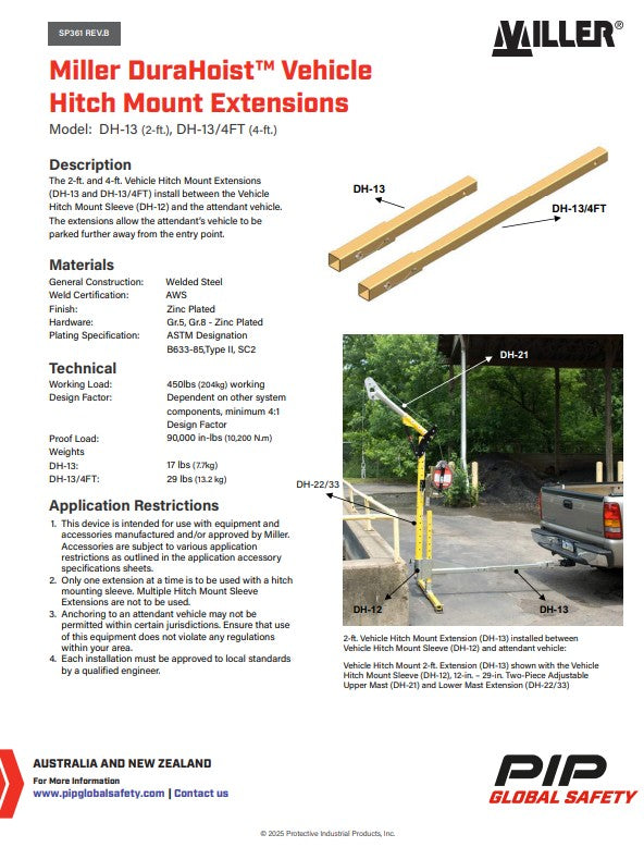 Miller DuraHoist Masts, Extensions, Posts and Bases