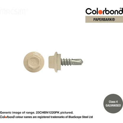 Macsim Hex Washer Face Self Drilling Galvanised PAINTED HEAD Screws - Box of 1000 - Various Sizes and Colours