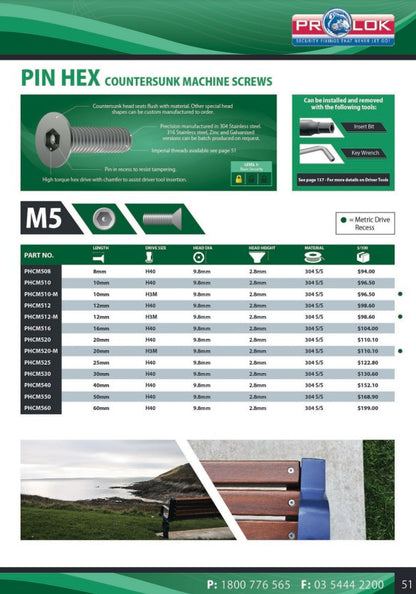 Pin Hex Key Wrench - in Various Sizes
