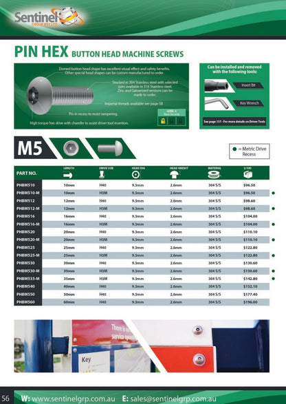 Pin Hex Insert Bit - Various Sizes