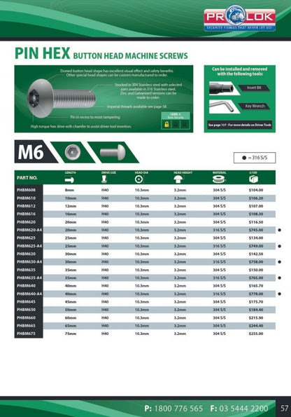 Pin Hex Key Wrench - in Various Sizes