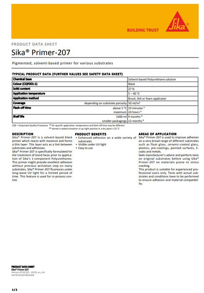 Sika Primer 207 100ml Box of 8 or 250ml Box of 6