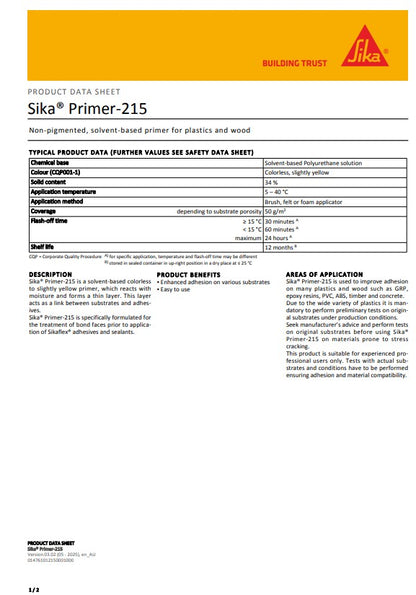Sika Primer 215 250ml Box of 6 or 1L Box of 4