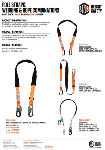 Linq 2m Rope Kernmantle - RG13D with Perm KTASA26 ERS Cover & Snap Hook To Thimble