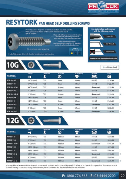 Resytork Insert Bits 1/4" Hex Pin Security or Solid in Various Sizes – Pack of 1