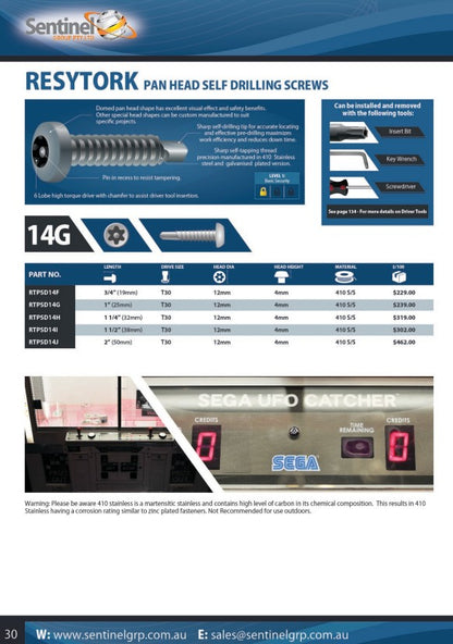 Resytork Pan Head Self Drilling Screw Box of 100 - 2 Material Options in Various Lengths
