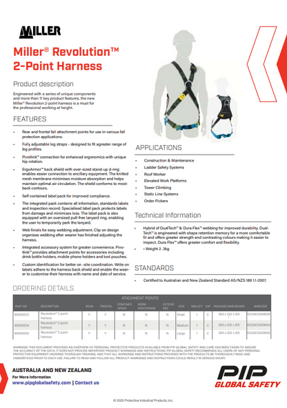 Miller Revolution Two Point Harnesses